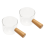 Conjunto de 2 jarras de vidro transparente com cabo de madeira para creme. 100ml 4