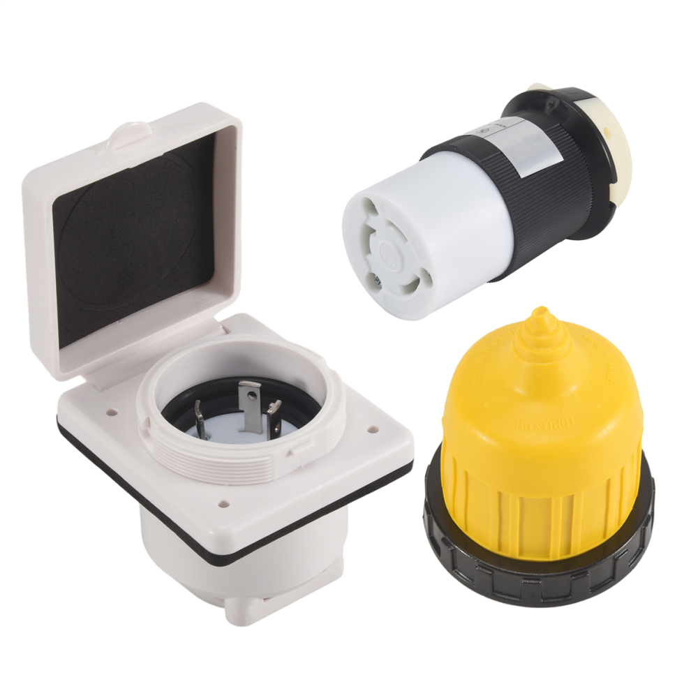 30Amp Rv Power Inlet Outlet Shore Power Kit W/Boot Cord Protector 4853784314858