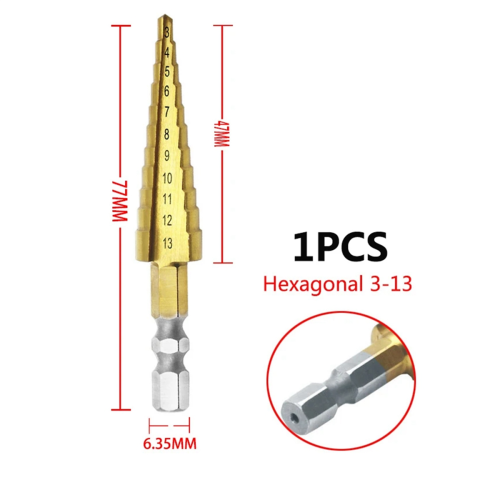 3-13mm HSS Straight Groove Step Drill Bit 1