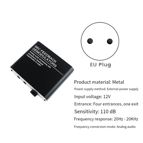 4 Channels Microphone Anti-Howling Device Black EU Plug 1