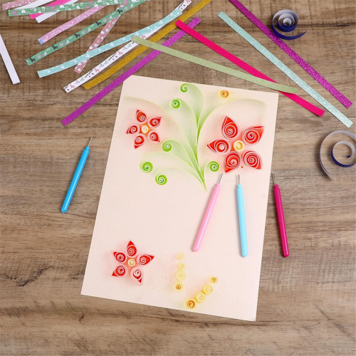 Kit de quilling 4 pièces, outils pour la création de fleurs en papier colorées 1
