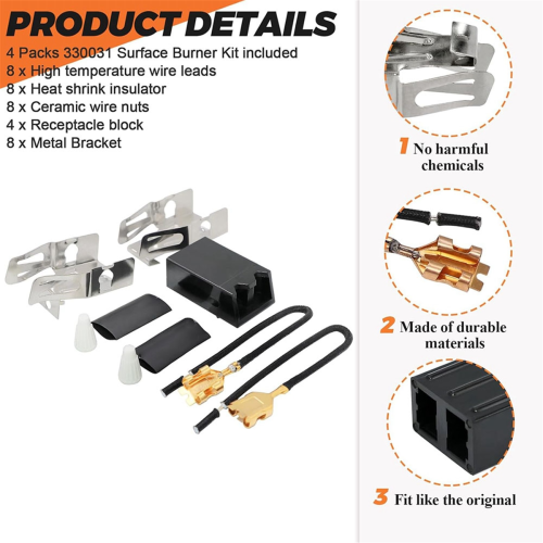 4-pack 330031 uttagssats för spisbrännare - ersättning för 1