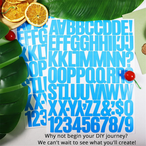 8 folhas de adesivos de letras e números de 3,8 cm (1,5 polegadas), para scrapbooking, azul claro. 2