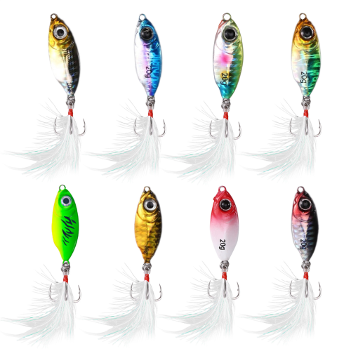 8 Stück Mikro-Metall-Jig-Angelköder, 20 g, sinkende Köder, Meeresjigs, Löffelblinker 2