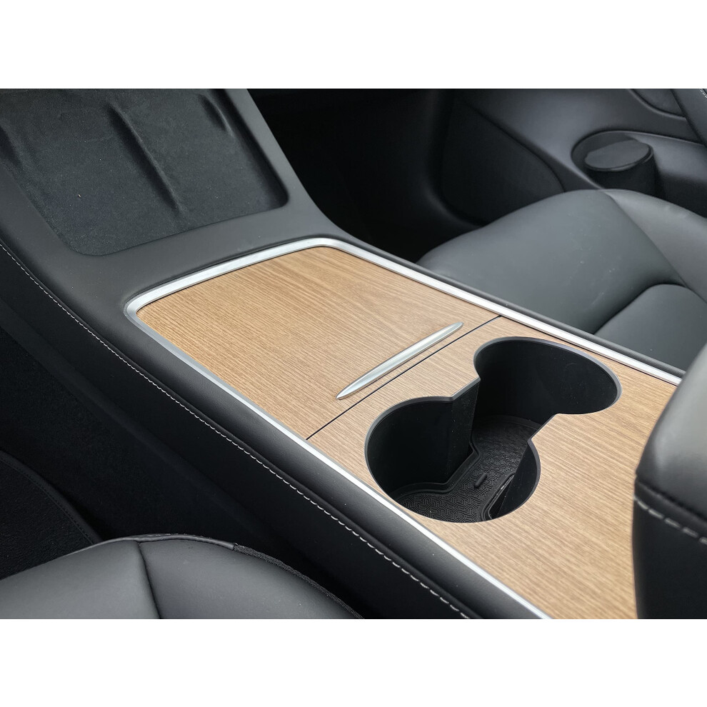 X Center Console Vinyl Wrap For Tesla Model 3 And Y, Wood Style Black 689788450100