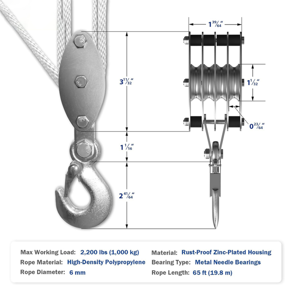 Palan à 3 Poulies Meccano - Référence 153 Gris - Occasion