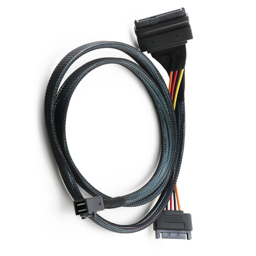 Câble 12G intégré de 0,75 m avec alimentation 15 broches, pour SSD U.2