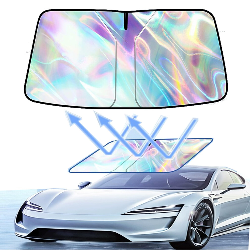 Windshield Sun Shade, Car Front Windshield Sunshade With Mirror Vcut, Foldable Refï¼Koi 689788450315