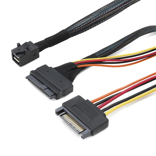 Câble 12G intégré de 0,75 m avec alimentation 15 broches, pour SSD U.2 2