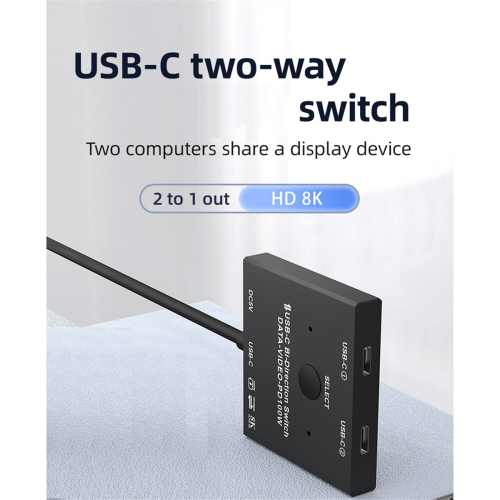 Bidirectionele USB C-switcher 100W opladen + 10 Gbps data 2