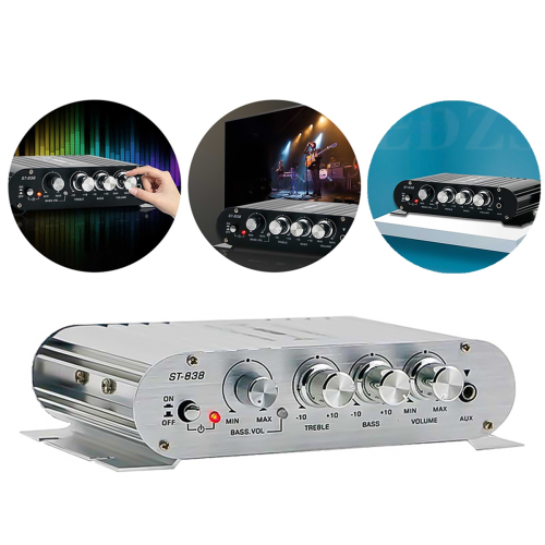 Amplificateur de puissance multicanal avec sortie subwoofer argenté 1