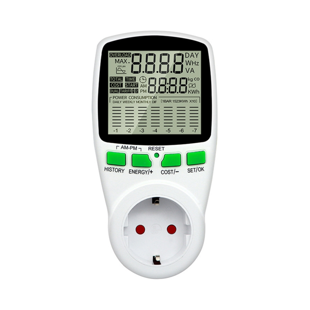 Digital Lcd Energy Meter Wattmeter Power Analyzer Eu Plug 4853784385575