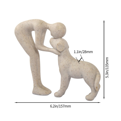Dog Sculpture Home Decor Man and Dog Statue 2
