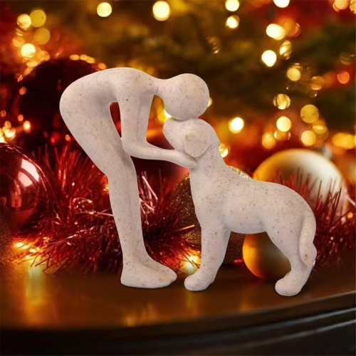 Dog Sculpture Home Decor Man and Dog Statue 1
