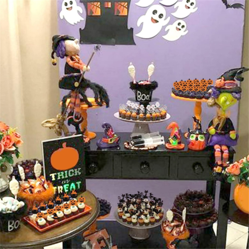 Toppers de cupcake com glitter para o tema de Halloween. 1