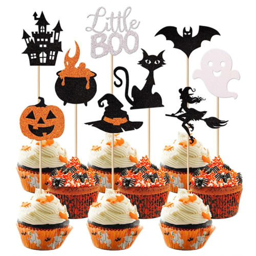 Toppers de cupcake com glitter para o tema de Halloween. 2