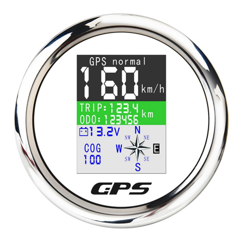 Tachimetro GPS per auto e barca marina digitale con antenna GPS bianco e argento