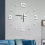 Modern Frameless DIY Wall Clock Large 3D Numbers Wall Watch Silver 2