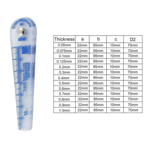 Plastic Feeler Gauge 0.05-1mm Thickness Measuring Tools 13 in 1 2