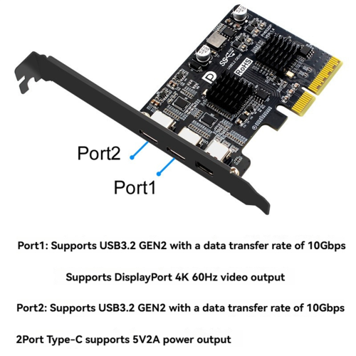 PCI-E X4 till Type-C-videoexpansionskort stöder DP-videoskrivbord 2