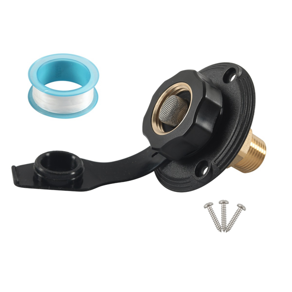 Rv Water Inlet Connection City Water Fill Inlet Flange Brass Black 4853297056795