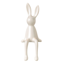Sitting Bunny Decor Statue for Desk Bookshelf White