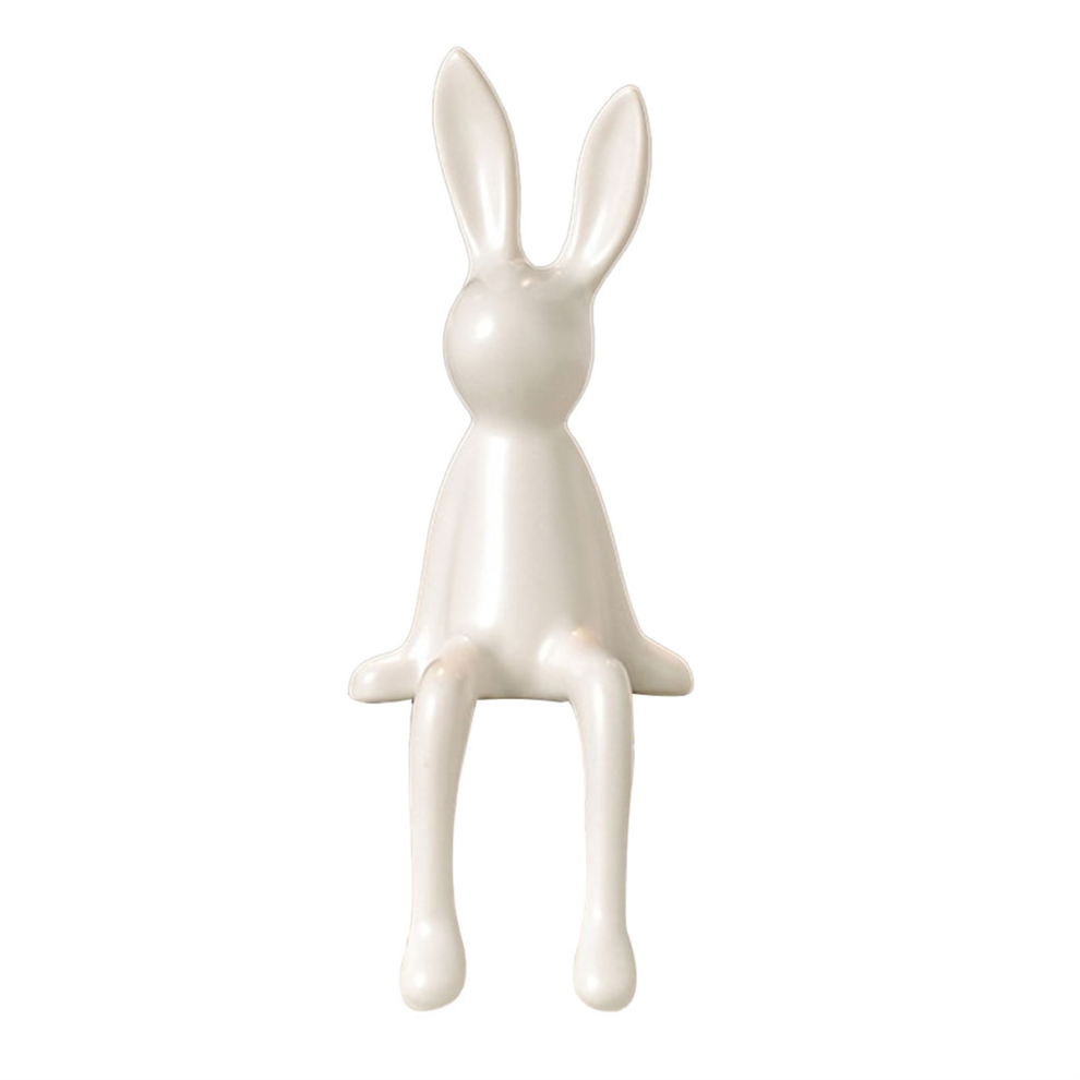 Bez Marki Sitting Bunny Decor Statue For Desk Bookshelf White