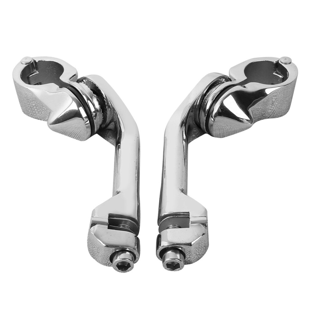Chrome 1.25' Adjustable Highway Long Angled Foot Pegs Mounts Compatible With Harley Touring 689788455402