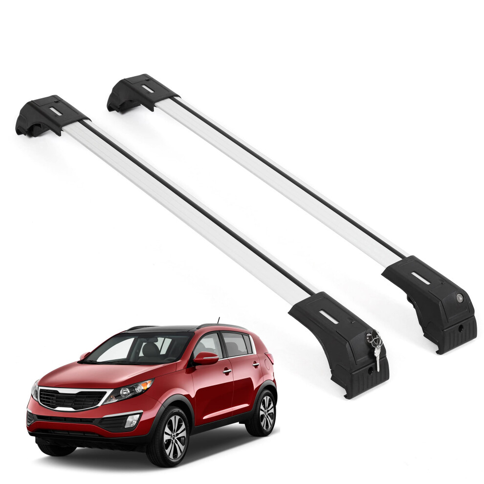 Roof Rack Cross Bars For Kia Sportage 20112016 Aluminum Crossbars With Anti Theft Lock For Rooftop Compatible With Flush Rails Silver 689788455518