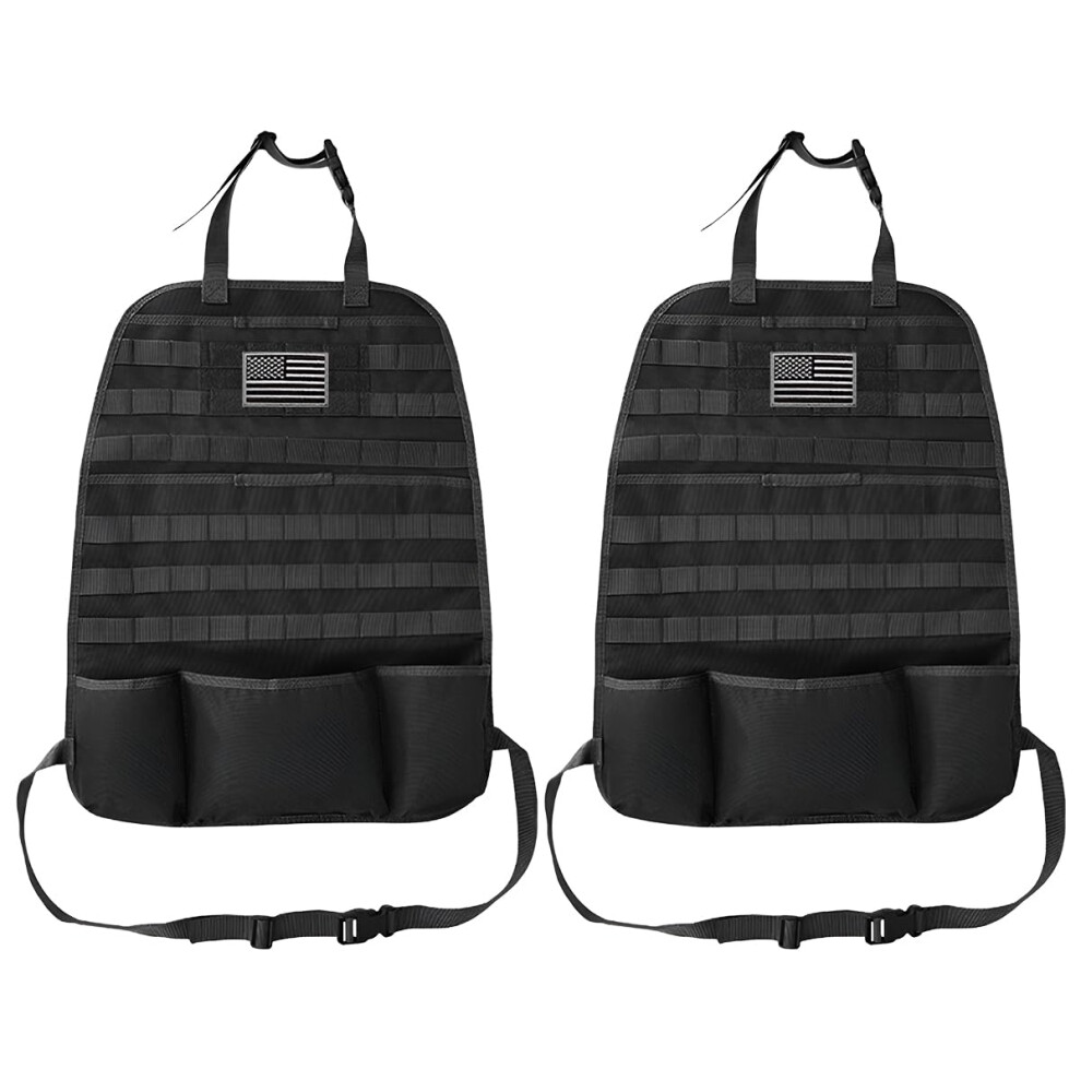 Tactical Molle Car Seat Back Organizer, Vehicle Panel Cover Protector With 5 Storage Pouch 689788455648