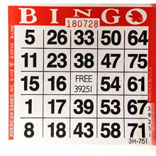 1 på Röd Bingo Papper kort - 500 kort per Förpackning