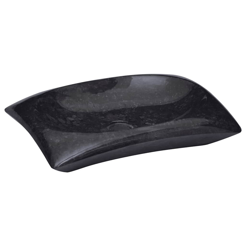 Vidaxl Sink Black 50X35x10 Cm Marble Natural Stone Basin Washroom Bathroom