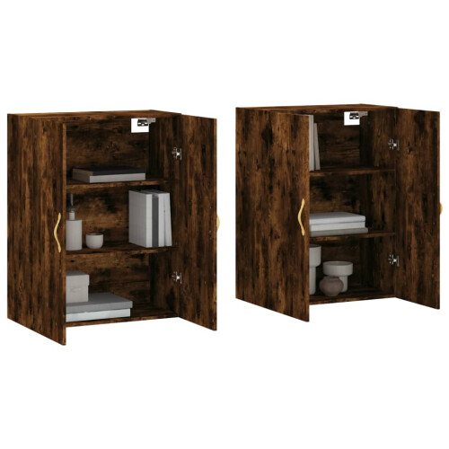 VidaXL vidaXL Wall Mounted Cabinets Bathroom Cupboard Side Cabinet 2 pcs Smoked Oak 2