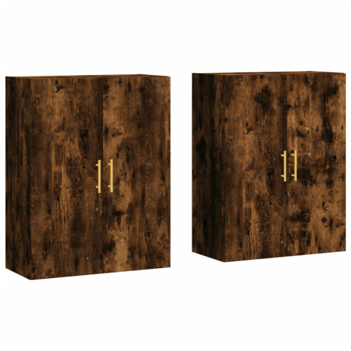 VidaXL vidaXL Wall Mounted Cabinets Bathroom Cupboard Side Cabinet 2 pcs Smoked Oak 1