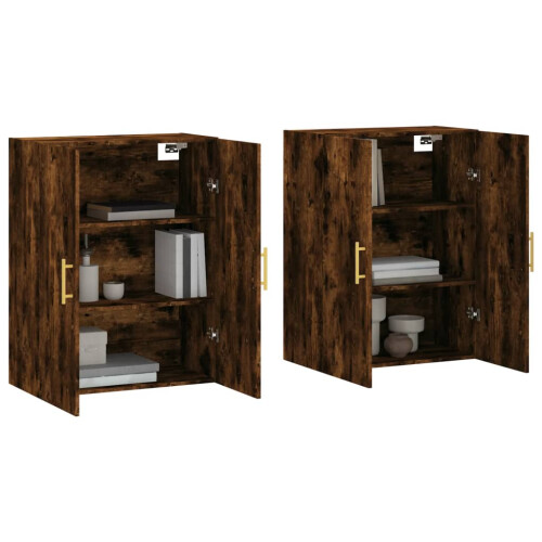 VidaXL vidaXL Wall Mounted Cabinets Bathroom Cupboard Side Cabinet 2 pcs Smoked Oak 2