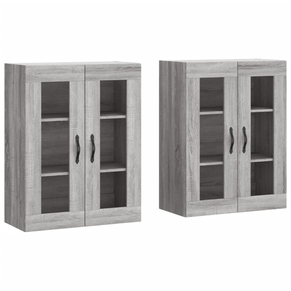 vidaXL Wall Mounted Cabinet Storage Cabinets 2 pcs Grey Sonoma Engineered Wood