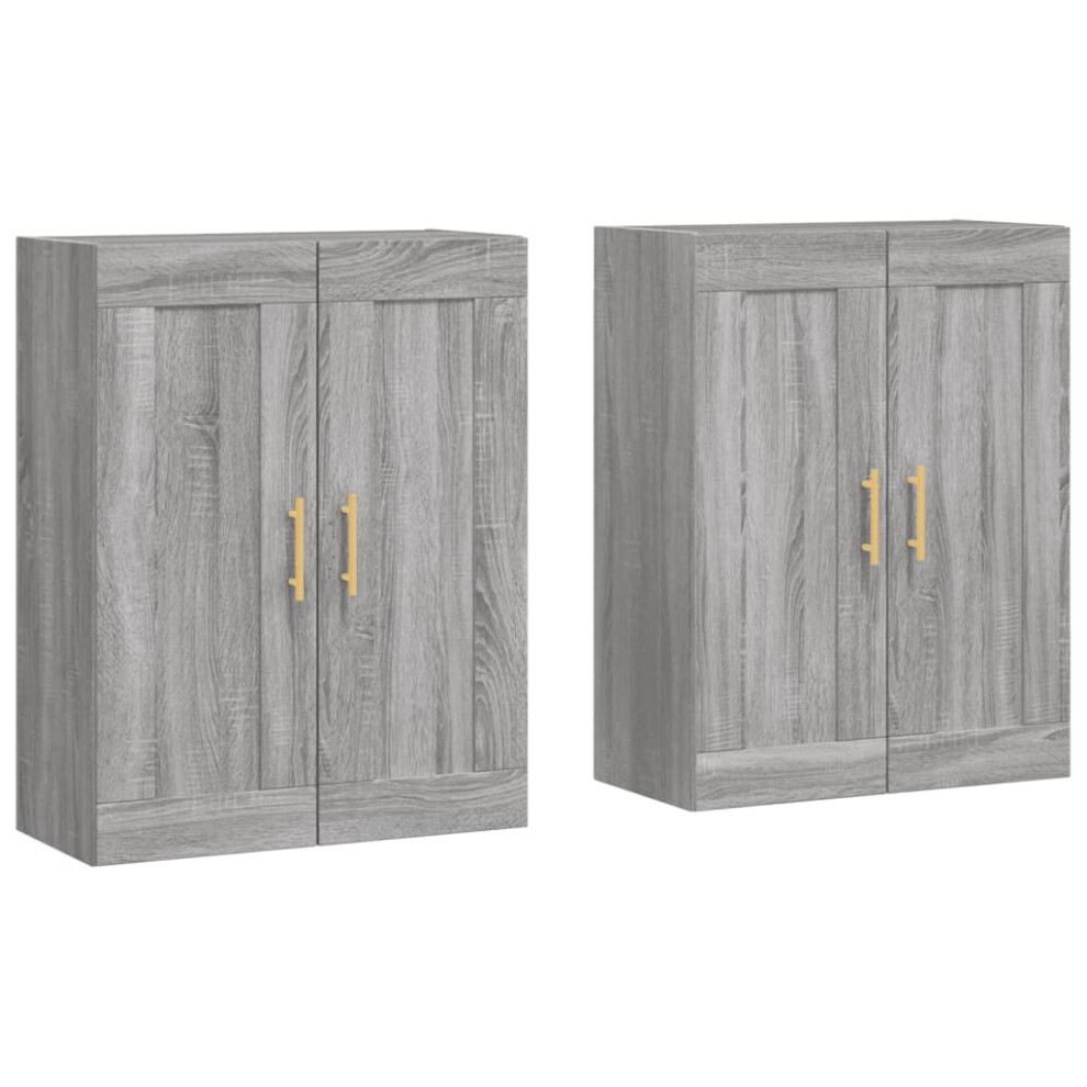 vidaXL Wall Mounted Cabinets Side Cabinet 2 pcs Grey Sonoma Engineered Wood