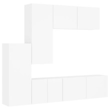 vidaXL TV Wall Units 5 Piece Floating TV Unit Cabinet White Engineered Wood