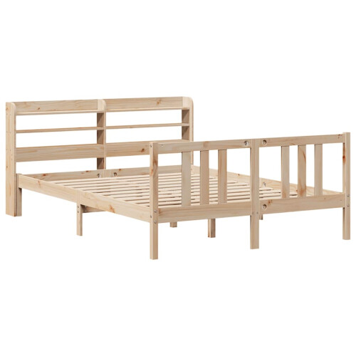 VidaXL vidaXL Bed Frame with Headboard Bed Base 135x190 cm Double Solid Wood Pine 2