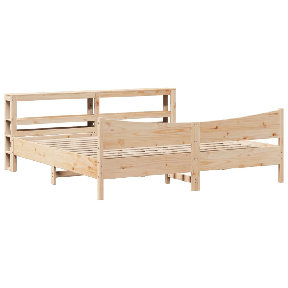 Vidaxl Bed Frame With Headboard Bedstead Bed Base 200X200 Cm Solid Wood Pine