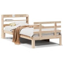 vidaXL Bed Frame with Headboard Bed Base 90x190 cm Single Solid Wood Pine