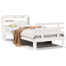 vidaXL Bed Frame with Headboard Bed White 90x190 cm Single Solid Wood Pine
