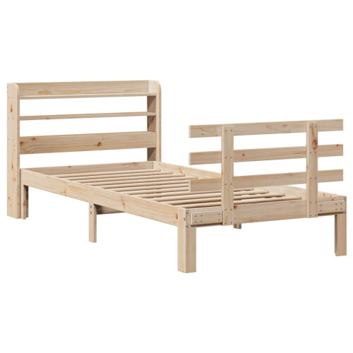 VidaXL vidaXL Bed Frame with Headboard Bed Base 90x190 cm Single Solid Wood Pine 2