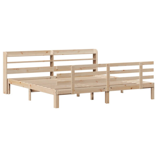 VidaXL vidaXL Bed Frame with Headboard Bed Base Bedstead 200x200 cm Solid Wood Pine 2