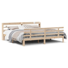 vidaXL Bed Frame with Headboard Bed Base Bedstead 200x200 cm Solid Wood Pine