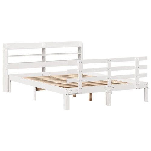 VidaXL vidaXL Bed Frame with Headboard White 120x190 cm Small Double Solid Wood Pine 2