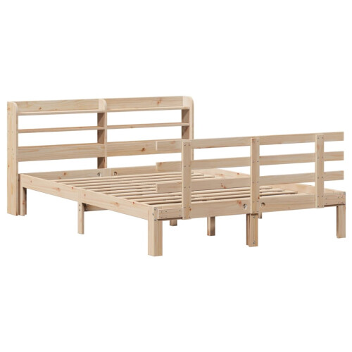 VidaXL vidaXL Bed Frame with Headboard Bed Base 135x190 cm Double Solid Wood Pine 2
