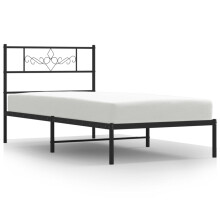 vidaXL Metal Bed Frame with Headboard Bed Base Bedstead Black 90x190 cm Single