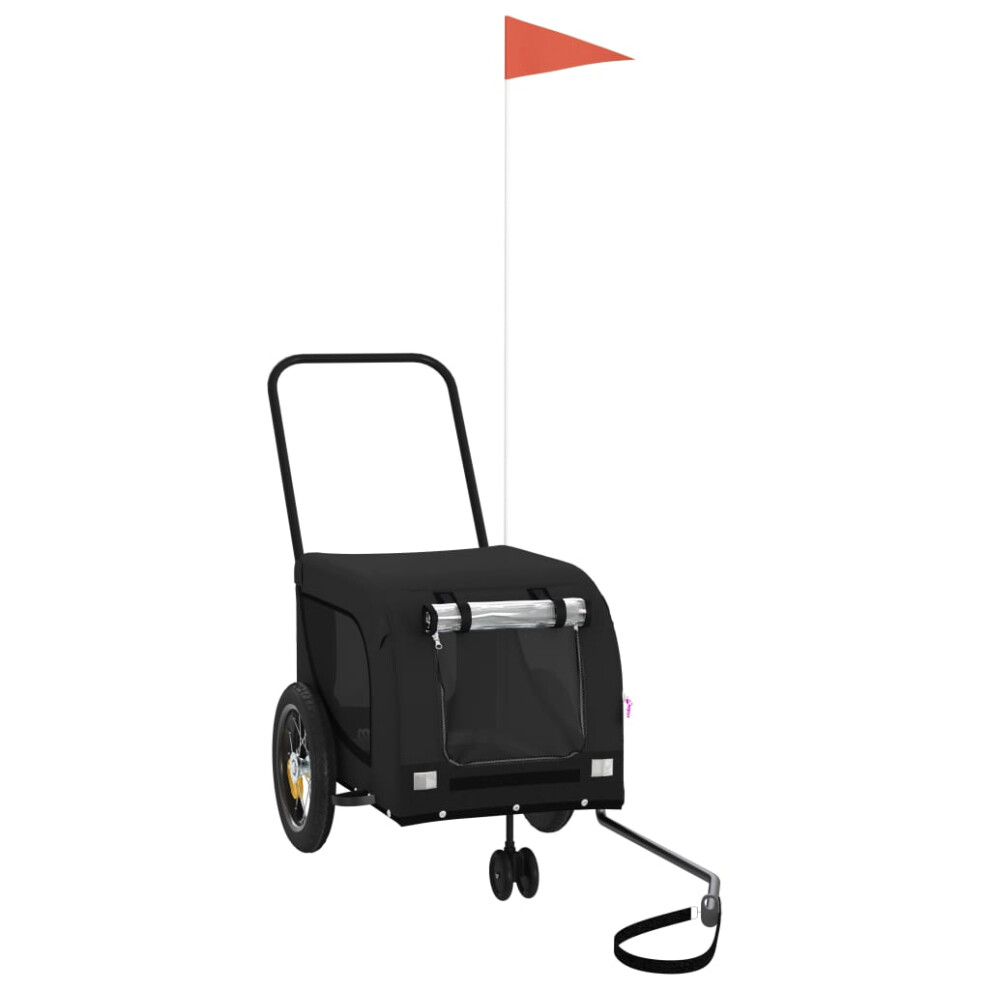 Vidaxl Pet Bike Trailer Cargo Trailer Bike Cart Oxford Fabric And Iron Black