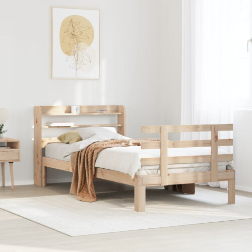 VidaXL vidaXL Bed Frame with Headboard Bed 75x190 cm Small Single Solid Wood Pine 2